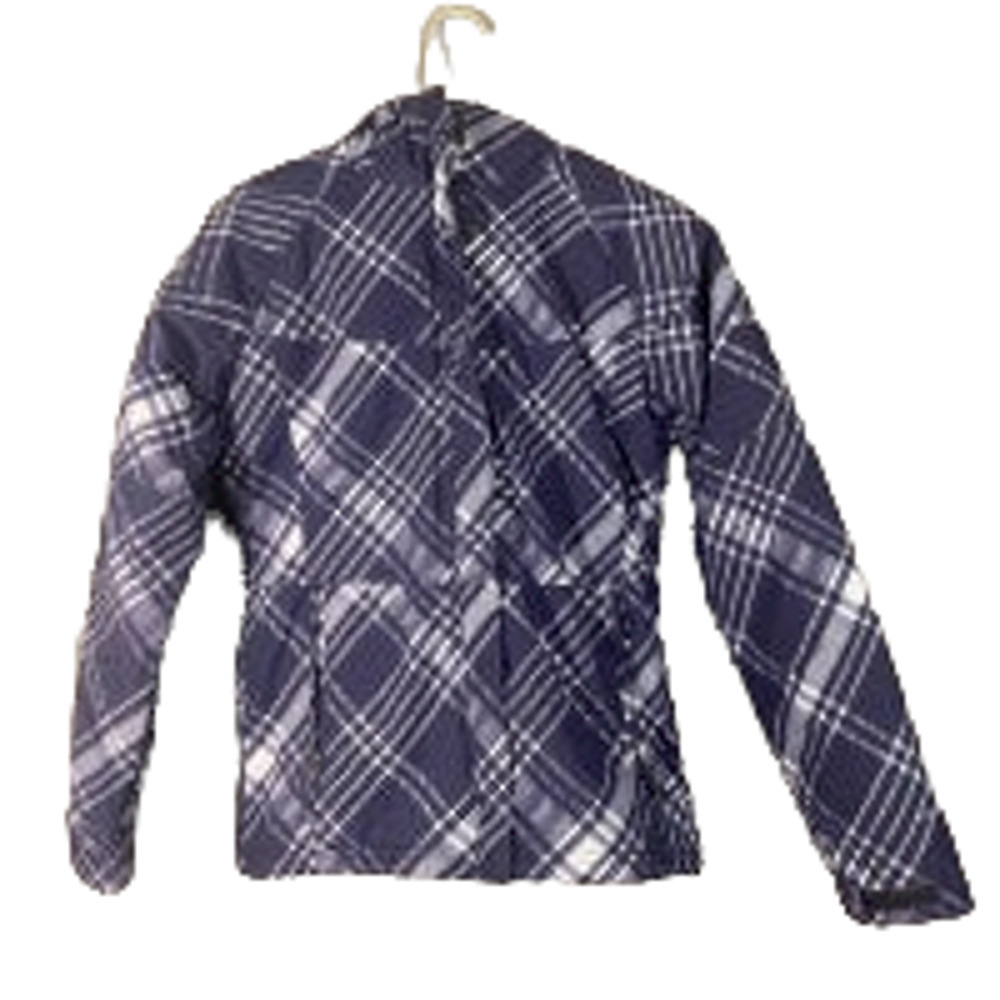 Columbia Blue & White Plaid Hooded Heavy Winter Jacket Girls Sz 18/20